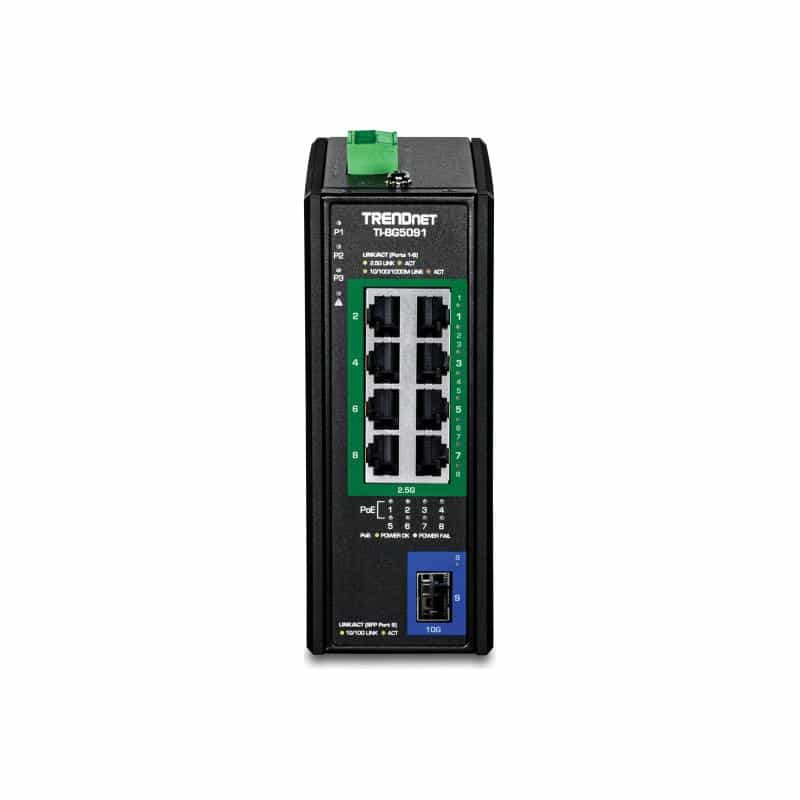 TRENDNET 9-Port Industrial 2.5G DIN-Rail PoE++ Switch w SFP+ TRENDNET 9-Port Industrial 2.5G DIN-Rail PoE++ Switch w SFP+