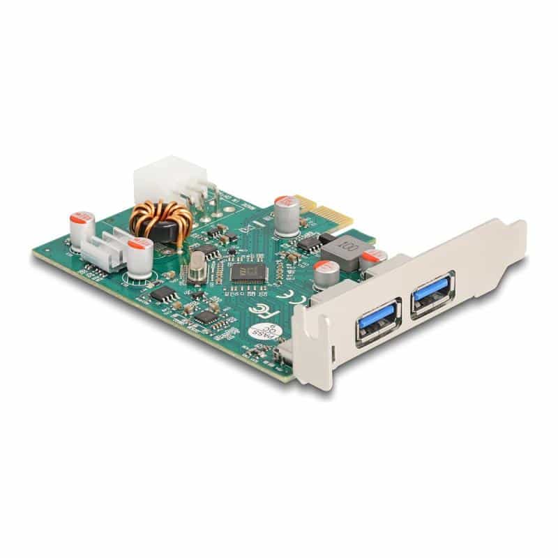 DELOCK PCIe x1 Karte zu 1x ext. USB-C PD 30W + 2 ext. USB 3.2 Gen 1 (6-Pin-Stromanschluss) DELOCK PCIe x1 Karte zu 1x ext. USB-C PD 30W + 2 ext. USB 3.2 Gen 1 (6-Pin-Stromanschluss)