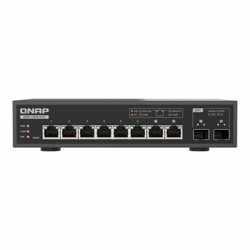 QNAP QSW-L3208-2C6T 6 ports 10Gbps 2 ports QNAP QSW-L3208-2C6T 6 ports 10Gbps 2 ports
