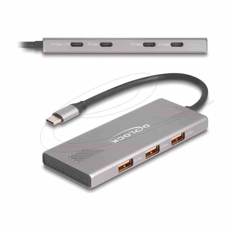DELOCK 7 Port USB Hub 10 Gbps mit 4 x USB Type-C PD 80 W DELOCK 7 Port USB Hub 10 Gbps mit 4 x USB Type-C PD 80 W