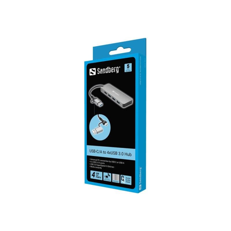 SANDBERG USB-C/A to 4xUSB 3.0 Hub