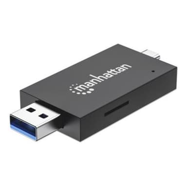 MANHAZZAN USB 3.0 Typ-C /-A Kartenlesegerät mit USB-C und USB-A-Stecker auf microSD und SD/MMC-Slots