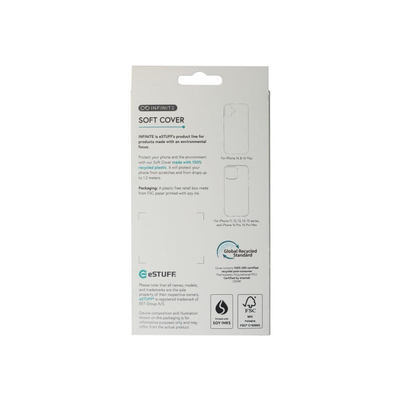 ESTUFF INFINITE VIENNA TPU Hülle für iPhone 17e/16e - Schwarz (Bulk)