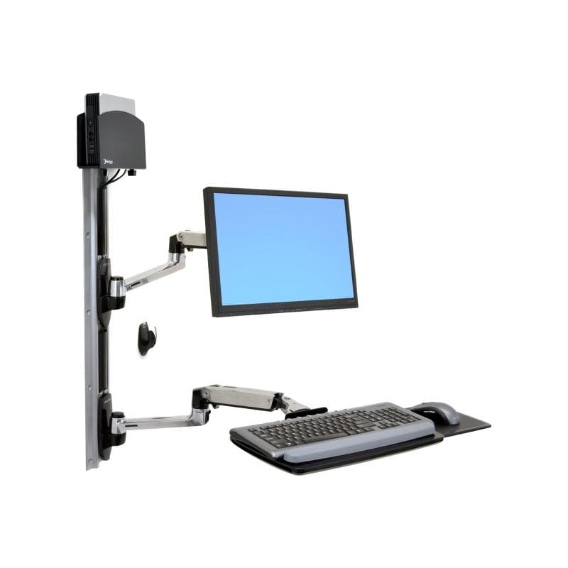 ERGOTRON LX Arm II Wandmontage LCD und KB mit CPU Halter aus poliertem Aluminium