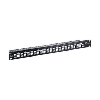 EQUIP PatchPanel 19″ 24-Port Cat.6a Keystone RAL9005 (1HE)