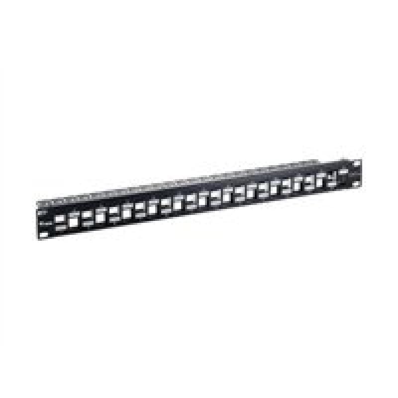 EQUIP PatchPanel 19″ 24-Port Cat.6a Keystone RAL9005 (1HE)