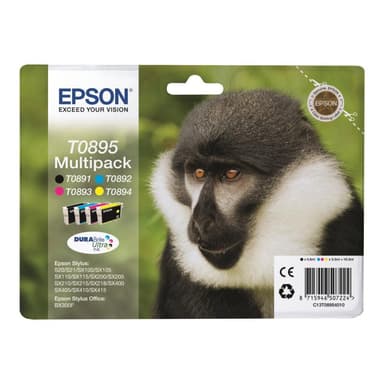 EPSON T0895 Multipack 4er Pack Schwarz, Gelb, Cyan, Magenta Tintenpatrone