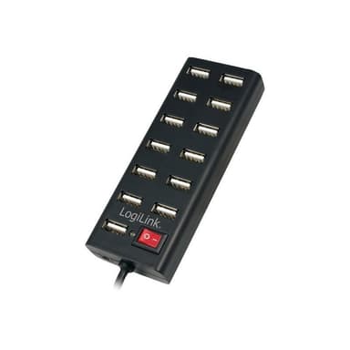 USB-HUB 13-Port LogiLink m. Netzteil schwarz Kunststoff