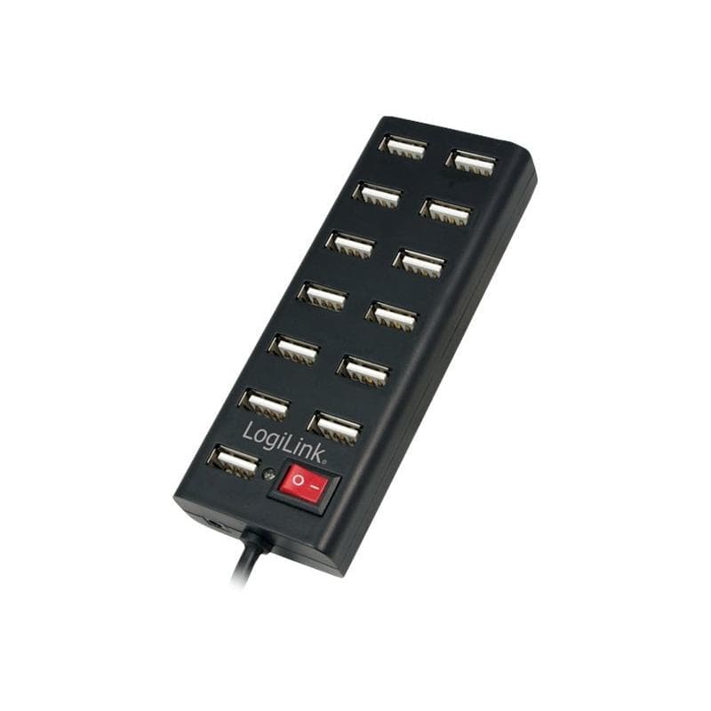 USB-HUB 13-Port LogiLink m. Netzteil schwarz Kunststoff
