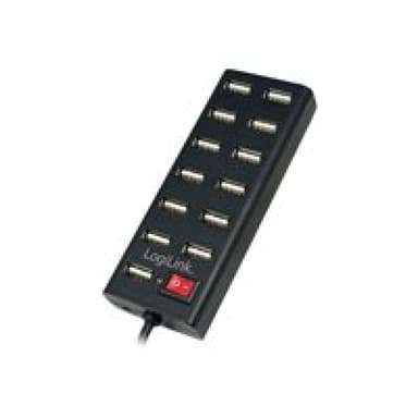 USB-HUB 13-Port LogiLink m. Netzteil schwarz Kunststoff