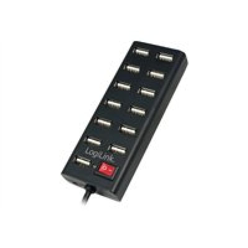 USB-HUB 13-Port LogiLink m. Netzteil schwarz Kunststoff