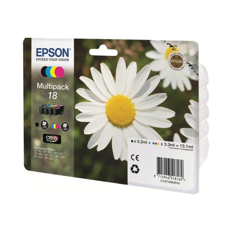 EPSON 18 Multipack 4er Pack Schwarz, Gelb, Cyan, Magenta Tintenpatrone