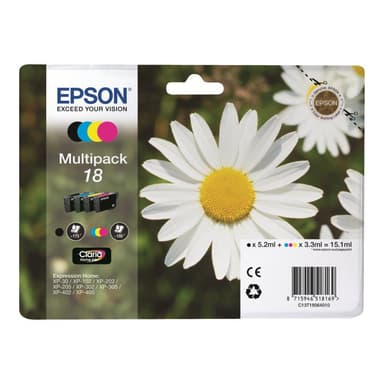 EPSON 18 Multipack 4er Pack Schwarz, Gelb, Cyan, Magenta Tintenpatrone