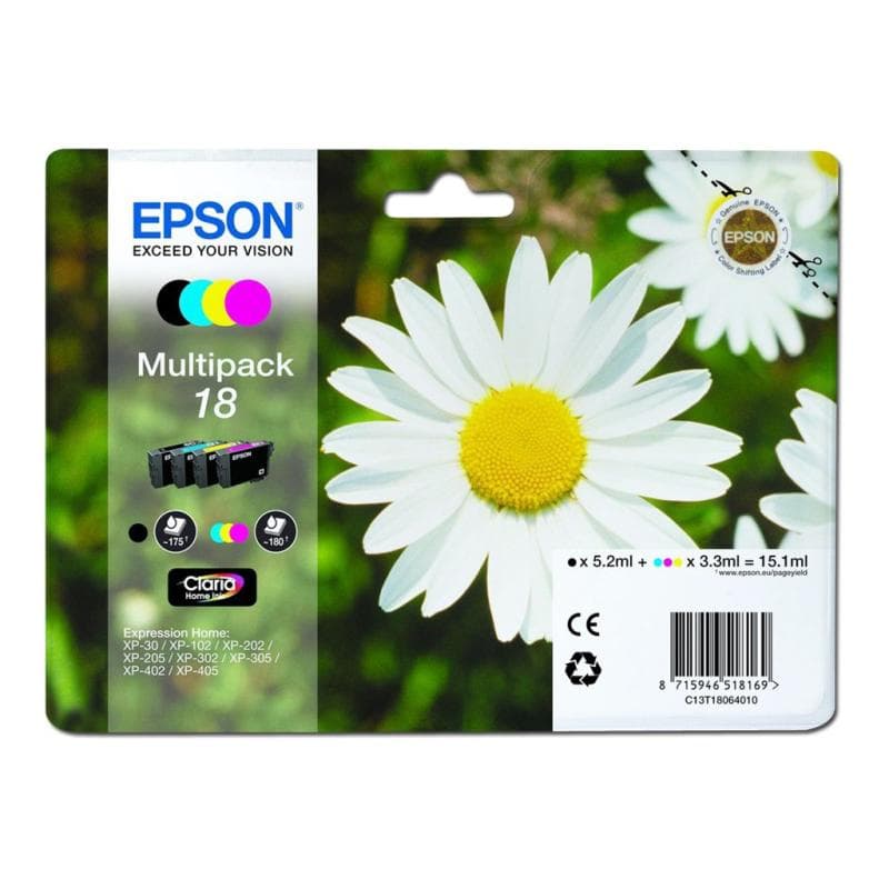 EPSON 18 Multipack 4er Pack Schwarz, Gelb, Cyan, Magenta Tintenpatrone