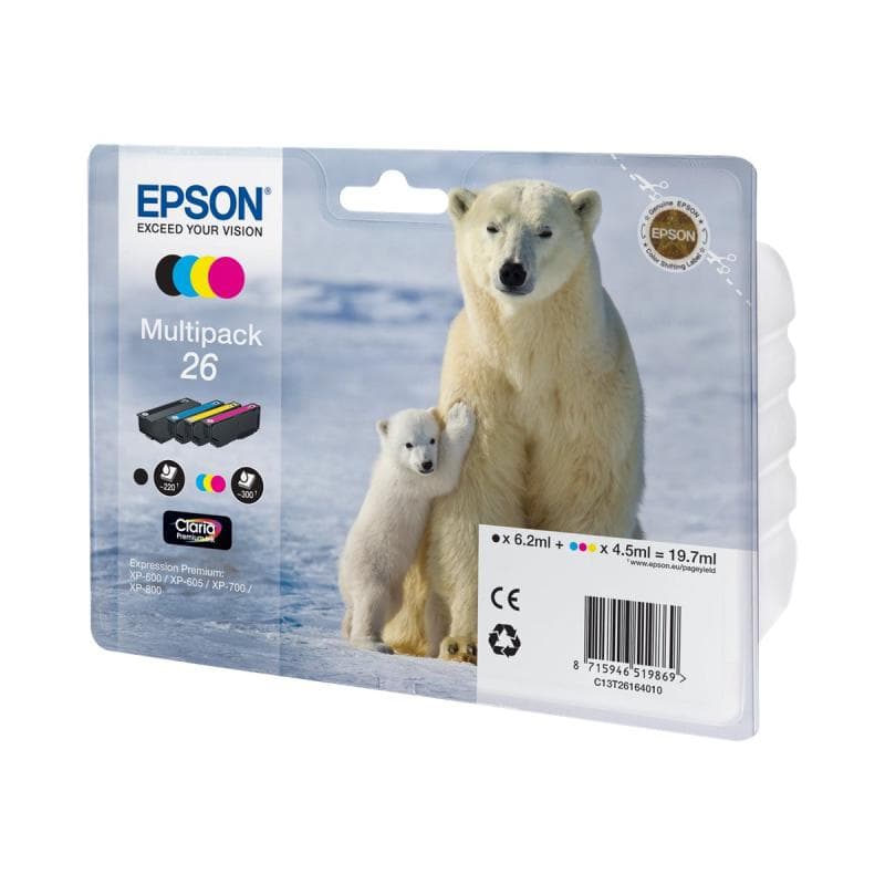 EPSON 26 Multipack 4er Pack Schwarz, Gelb, Cyan, Magenta Tintenpatrone