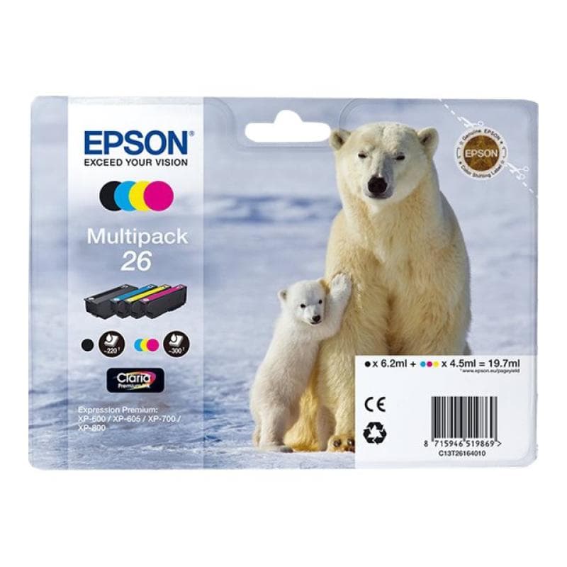 EPSON 26 Multipack 4er Pack Schwarz, Gelb, Cyan, Magenta Tintenpatrone