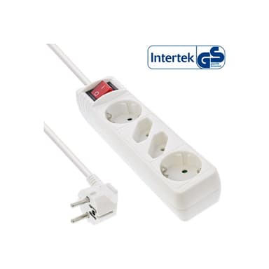 INLINE Steckdosenleiste, weiß, 4-fach mit Schalter, 2xSchutzkontakt + 2xEuro, 1,5m Zuleitung, mit K