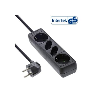 INLINE Steckdosenleiste, schwarz, 4-fach, 2xSchutzkontakt + 2xEuro, 1,5m Zuleitung, mit Kindersiche