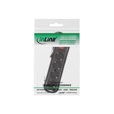 INLINE Steckdosenleiste, schwarz, 4-fach, 2xSchutzkontakt + 2xEuro, 1,5m Zuleitung, mit Kindersiche