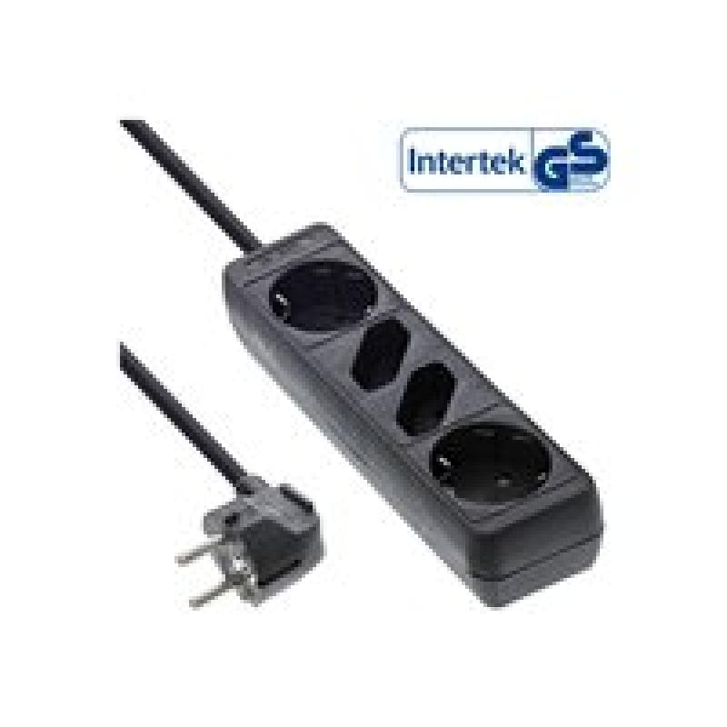 INLINE Steckdosenleiste, schwarz, 4-fach, 2xSchutzkontakt + 2xEuro, 1,5m Zuleitung, mit Kindersiche