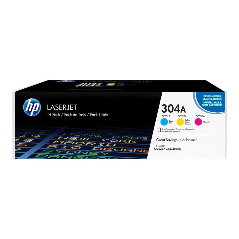 HP 304A Tri pack 3er Pack Gelb, Cyan, Magenta LaserJet Tonerpatrone (CF372AM)