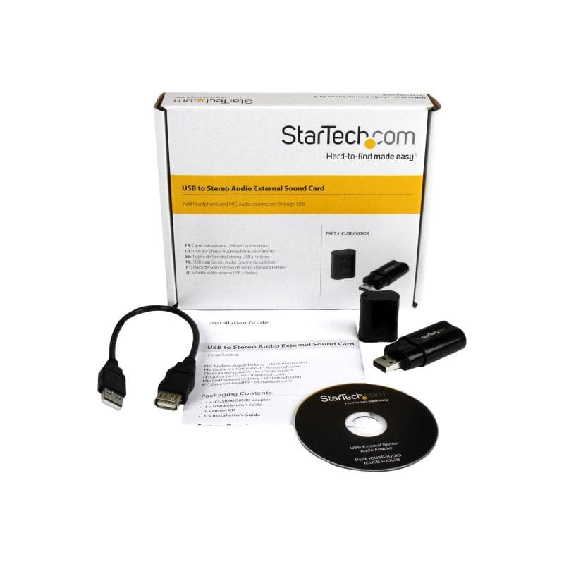 STARTECH.COM USB Audio Adapter - USB auf Soundkarte in Schwarz - Soundcard mit USB (Stecker)