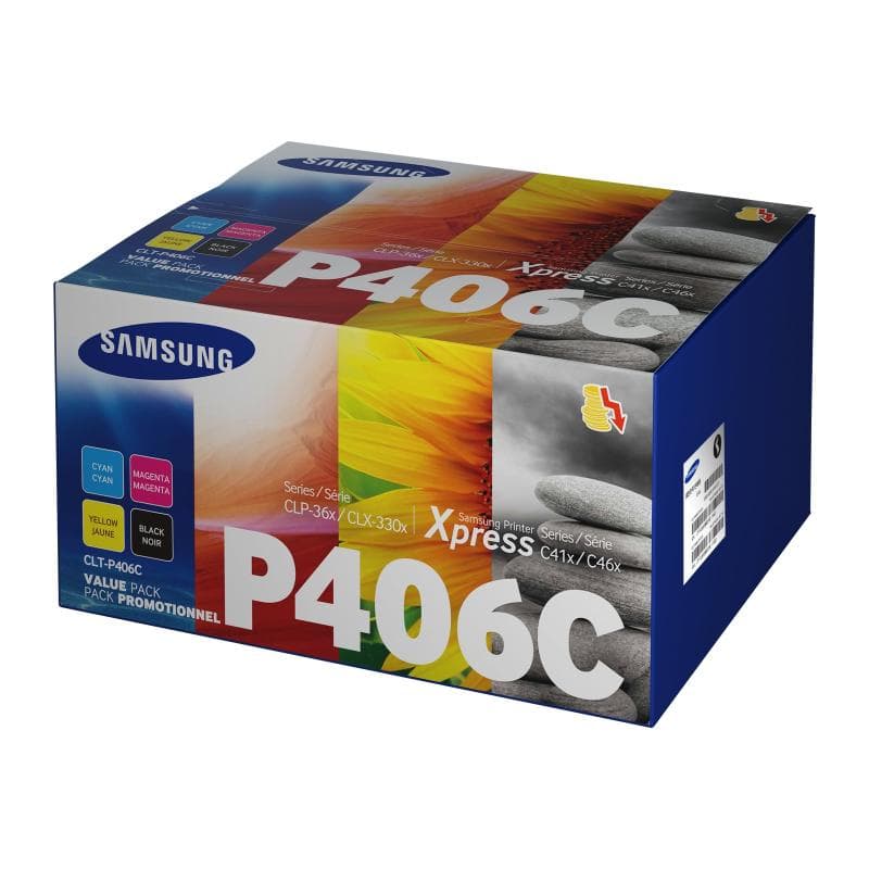 SAMSUNG CLT P406C Value Pack 4er Pack Schwarz, Gelb, Cyan, Magenta Tonerpatrone