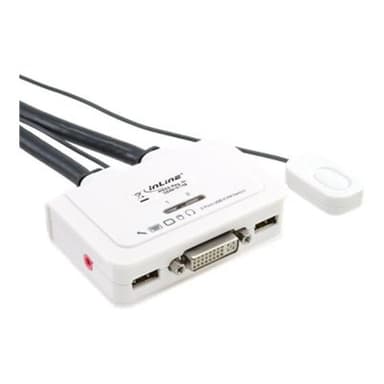 INLINE KVM Switch, 2-fach, DVI-D, USB, mit Audio, integr. Kabel