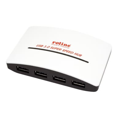 ROLINE ″ROLINE USB 3.0 Hub ″″Black and White″″, 4 Ports, mit Netzteil″
