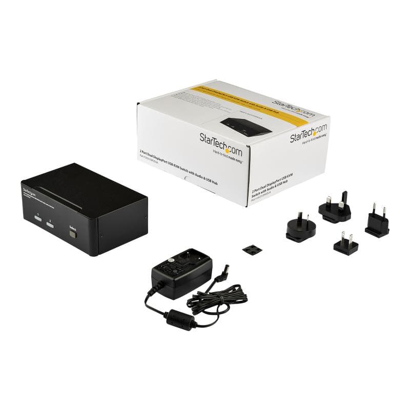 STARTECH.COM 2 Port Dual DisplayPort USB KVM Switch mit Audio - DisplayPort Desktop KVM Umschalter