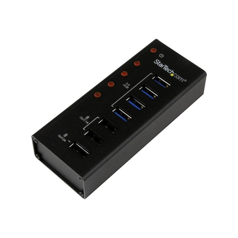 STARTECH.COM 4 Port USB 3.0 Hub plus 3 Ladeanschlüssen (2x 1A & 1x 2A) - Metallgehäuse zur Wandmonta