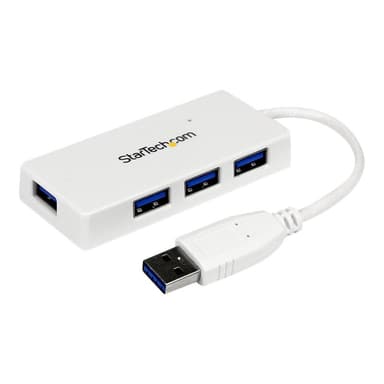 STARTECH.COM 4 Port USB 3.0 SuperSpeed Hub - Weiss - Portabler externer Mini USB Hub mit eingebautem