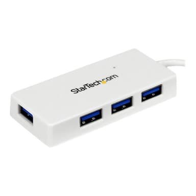 STARTECH.COM 4 Port USB 3.0 SuperSpeed Hub - Weiss - Portabler externer Mini USB Hub mit eingebautem
