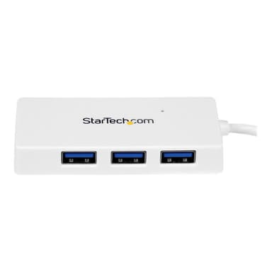 STARTECH.COM 4 Port USB 3.0 SuperSpeed Hub - Weiss - Portabler externer Mini USB Hub mit eingebautem