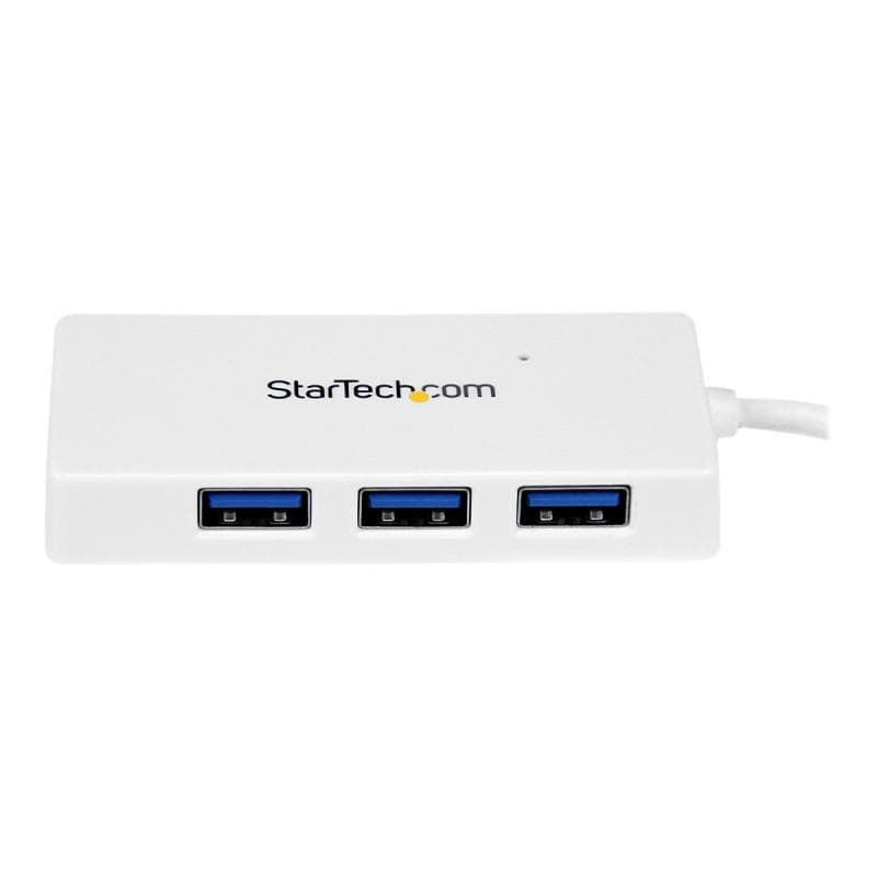 STARTECH.COM 4 Port USB 3.0 SuperSpeed Hub - Weiss - Portabler externer Mini USB Hub mit eingebautem