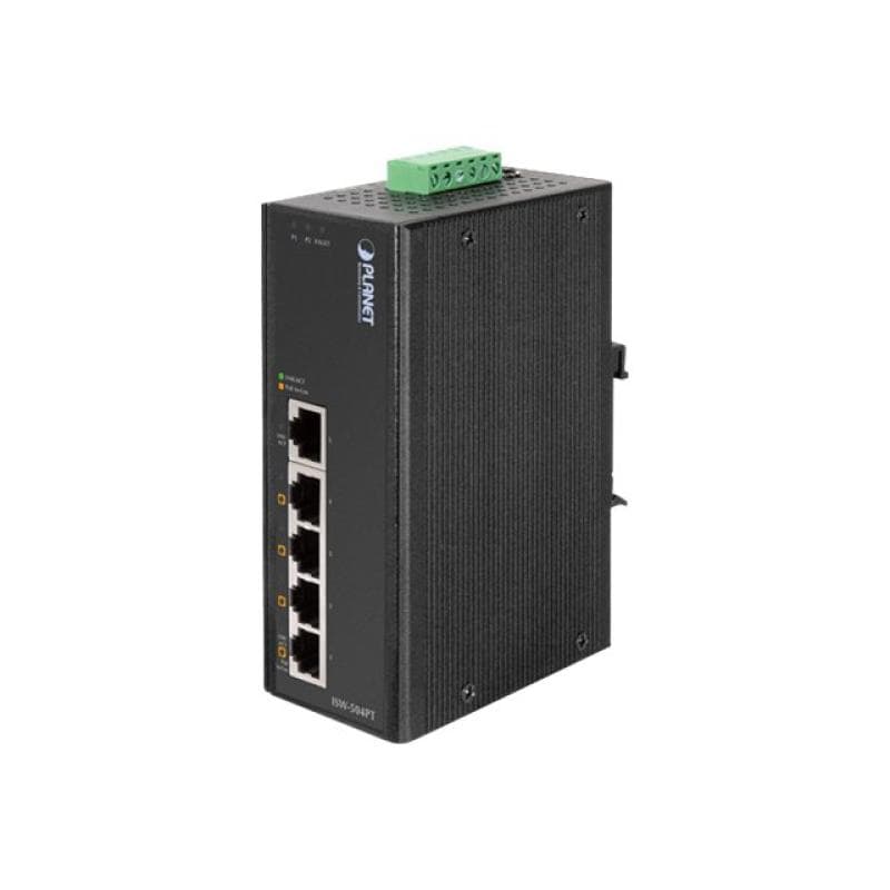 PLANET TECHNOLOGY Planet Industrial Fast Ethernet Switch ISW-504PT, 5 Port, PoE, für Hutschienenmon