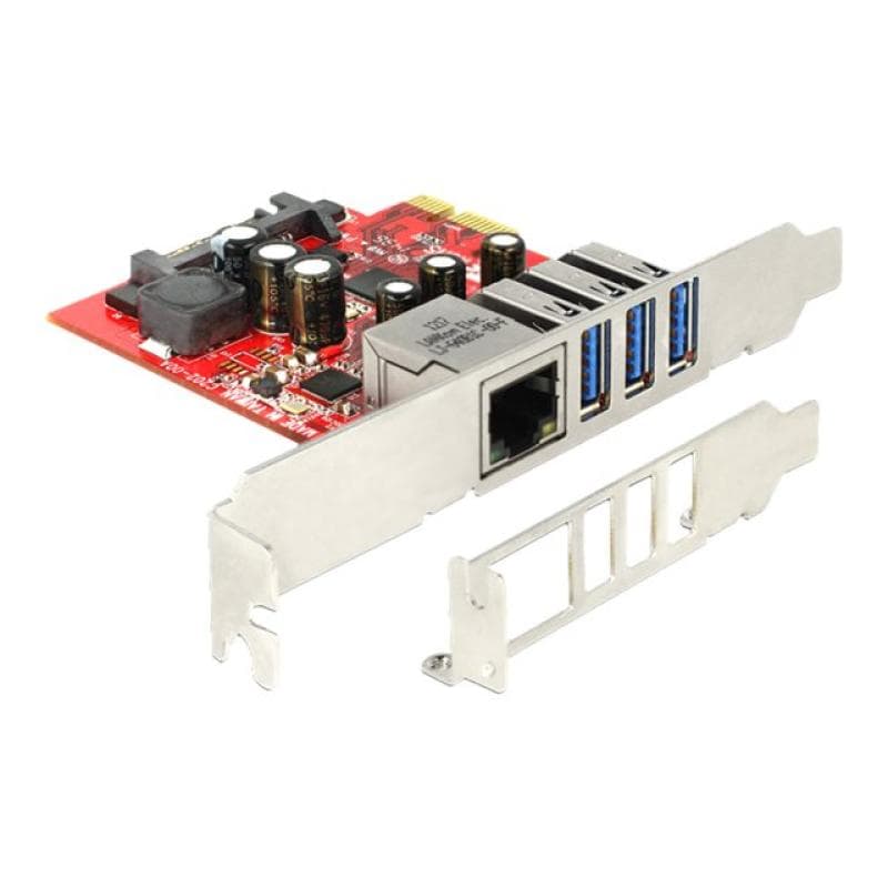 DELOCK PCI Ex Card > USB 3.0 + 1x ext. Gigabit LAN Low
