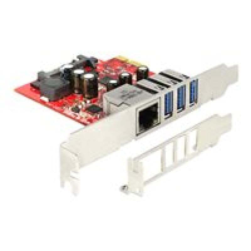 DELOCK PCI Ex Card > USB 3.0 + 1x ext. Gigabit LAN Low