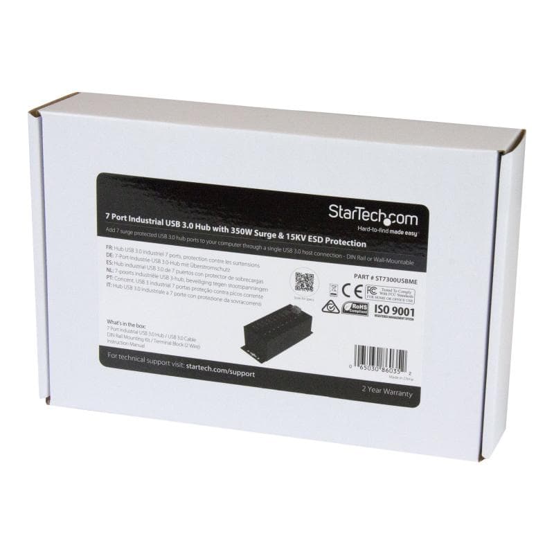 STARTECH.COM Industrieller 7 Port USB 3.0 Hub mit Überspannungsschutz - USB Hub zur Klemmleisten / D