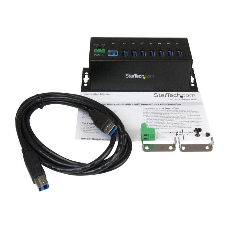 STARTECH.COM Industrieller 7 Port USB 3.0 Hub mit Überspannungsschutz - USB Hub zur Klemmleisten / D