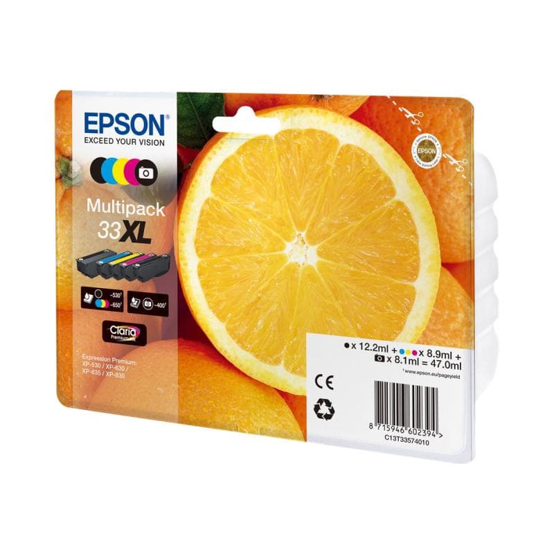 EPSON 33XL Multipack 5er Pack XL Schwarz, Gelb, Cyan, Magenta, Photo schwarz Tintenpatrone