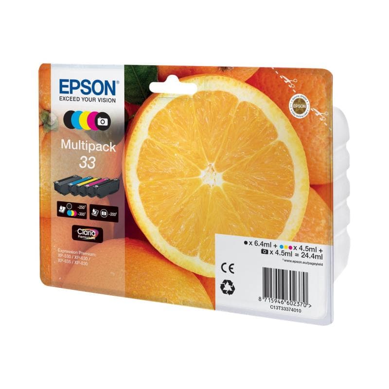 EPSON 33 Multipack 5er Pack Schwarz, Gelb, Cyan, Magenta, Photo schwarz Tintenpatrone