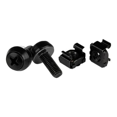 STARTECH.COM M6 x 12mm - Schrauben und Käfigmuttern - 50er Pack - Schwarz - M6 Montageschrauben und