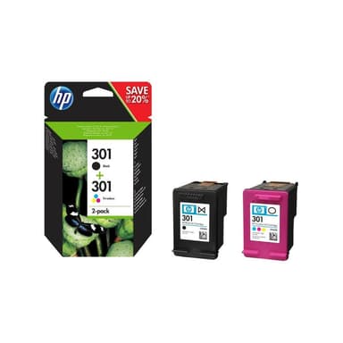 HP 301 2er Pack Schwarz, Farbe (Cyan, Magenta, Gelb) Tintenpatrone