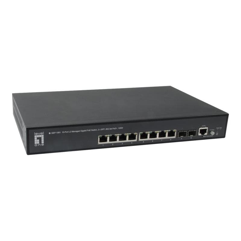 Switch LevelOne 10-Port L2 2xSFP 802.3at + 125W GEP-1061