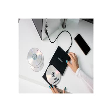 VERBATIM Mobile DVD ReWriter slim extern USB2.0 schwarz, incl. data burning Software