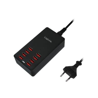 LOGILINK USB Ladegerät LogiLink, 8 Port, 44W, schwarz