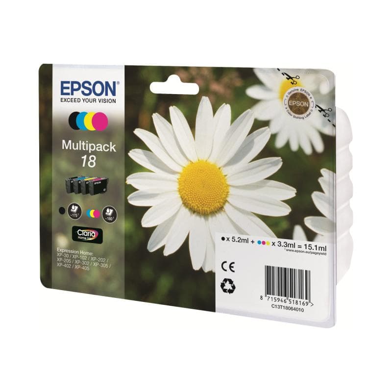 EPSON 18 Multipack 4er Pack Schwarz, Gelb, Cyan, Magenta Tintenpatrone