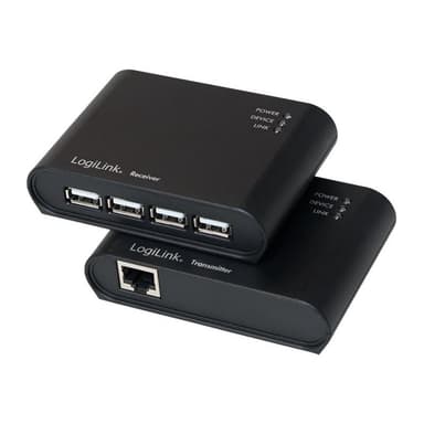 LOGILINK USB 2.0 Extender mit integriertem 4-Port USB 2.0 Hub und Netzteil