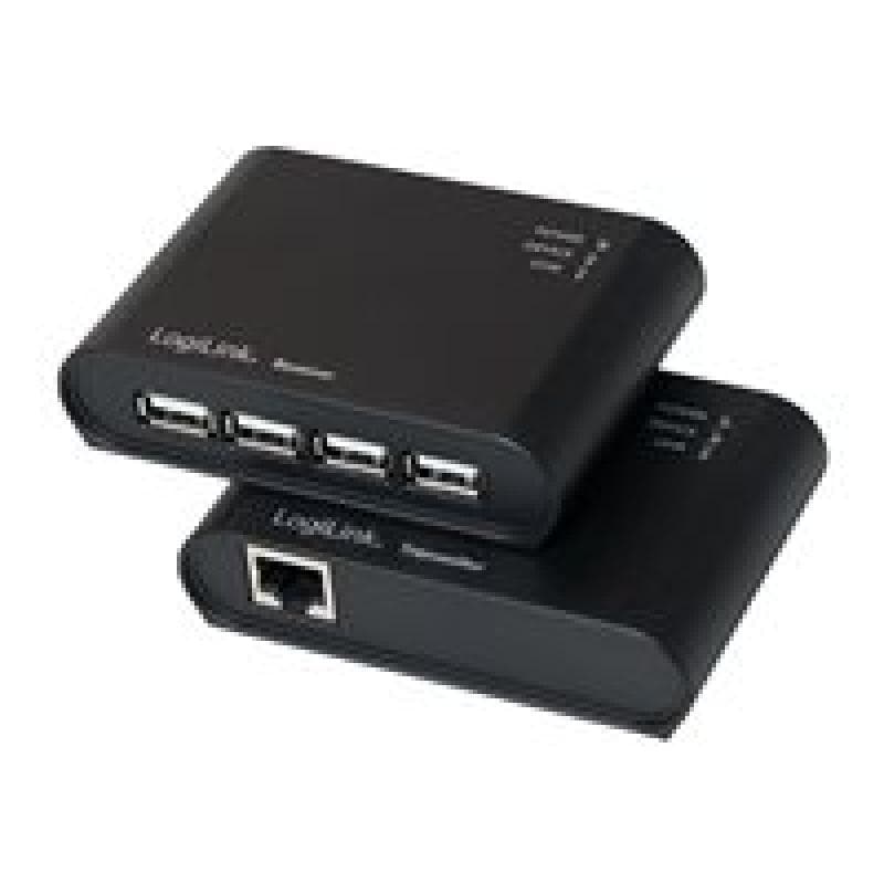 LOGILINK USB 2.0 Extender mit integriertem 4-Port USB 2.0 Hub und Netzteil